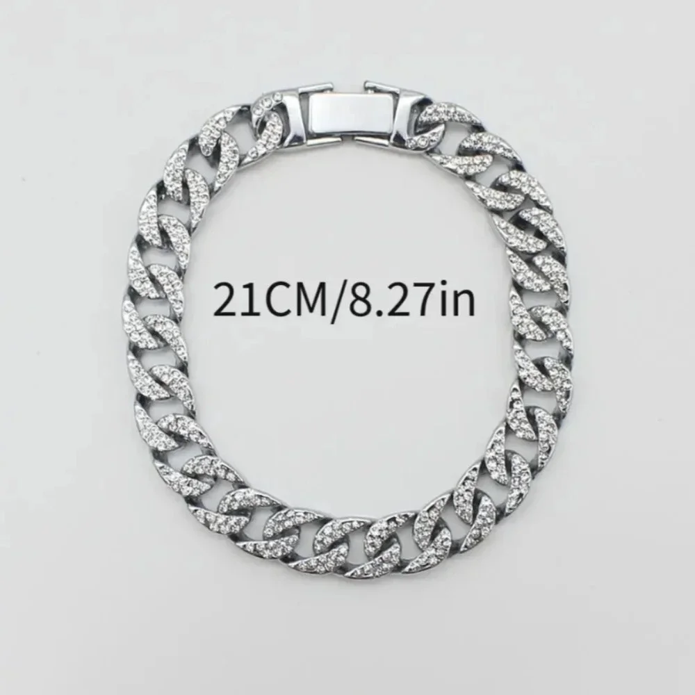 Icy bling thick Cuban link metal bracelet
